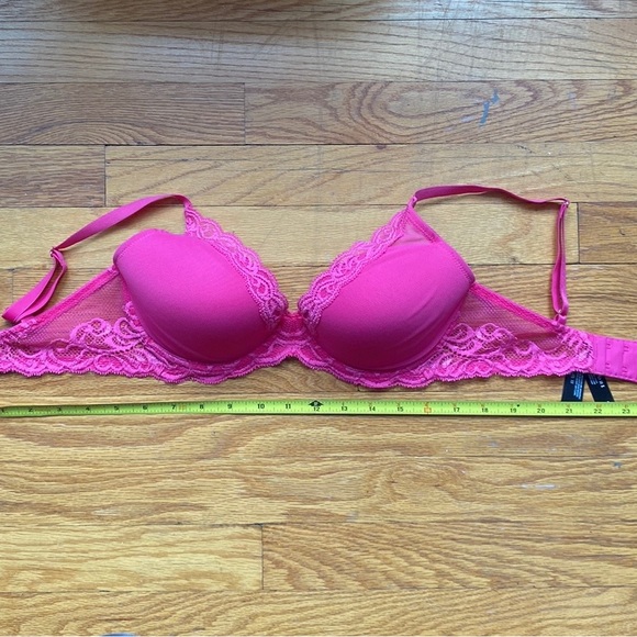 Natori Feathers Plunge Bra Size 32DD Hot Pink - Picture 6 of 7